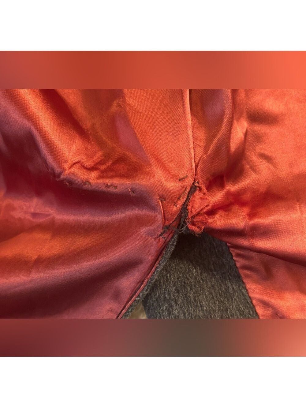 Vintage Bay Club Wool & Cashmere Tall Coat Grey Luxe Orange Lining Men Size 42 - Picture 16 of 17